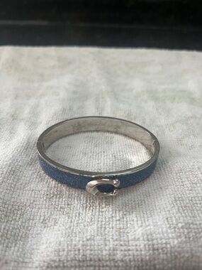Coach Silver-Tone Bracelet with Blue Glitter Inlay